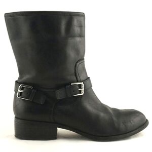 Ralph Lauren Mesi Black Leather Ankle Boots Dual Buckle Strap Almond Toe Size 6B